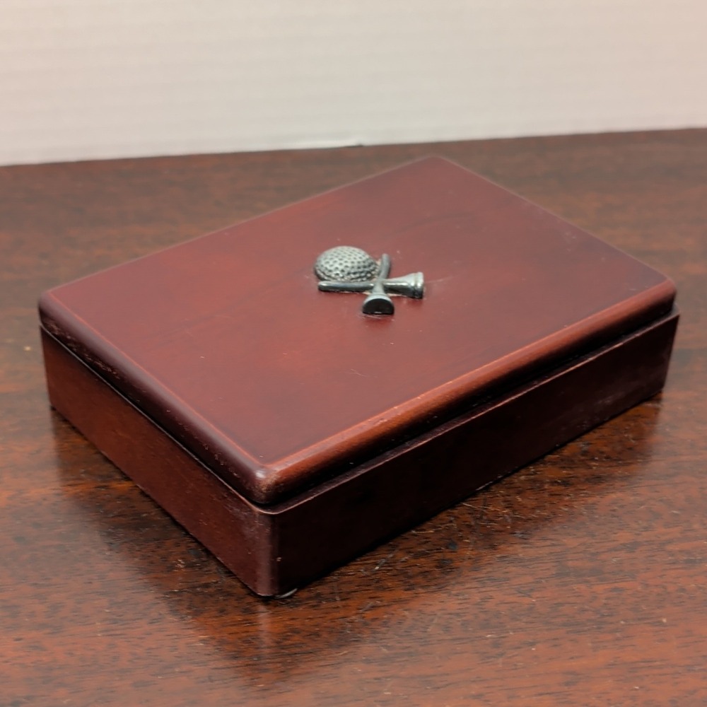 Vintage Wooden Case 2-Deck Golf-Themed Poker Playing Cards Set Card Deck